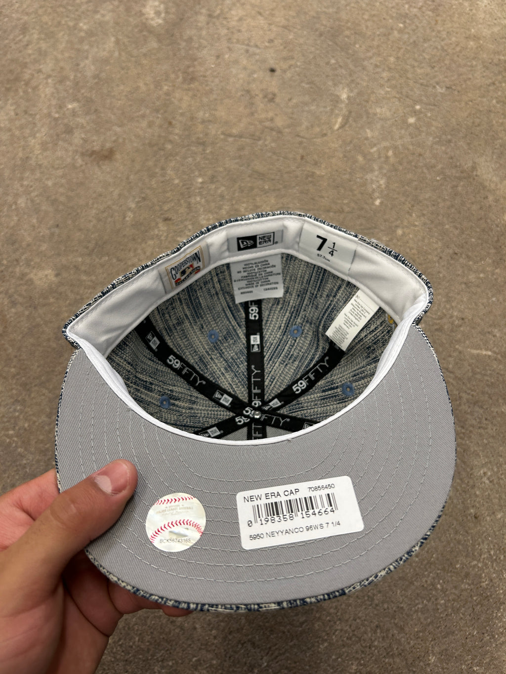 Distressed denim New Era cap