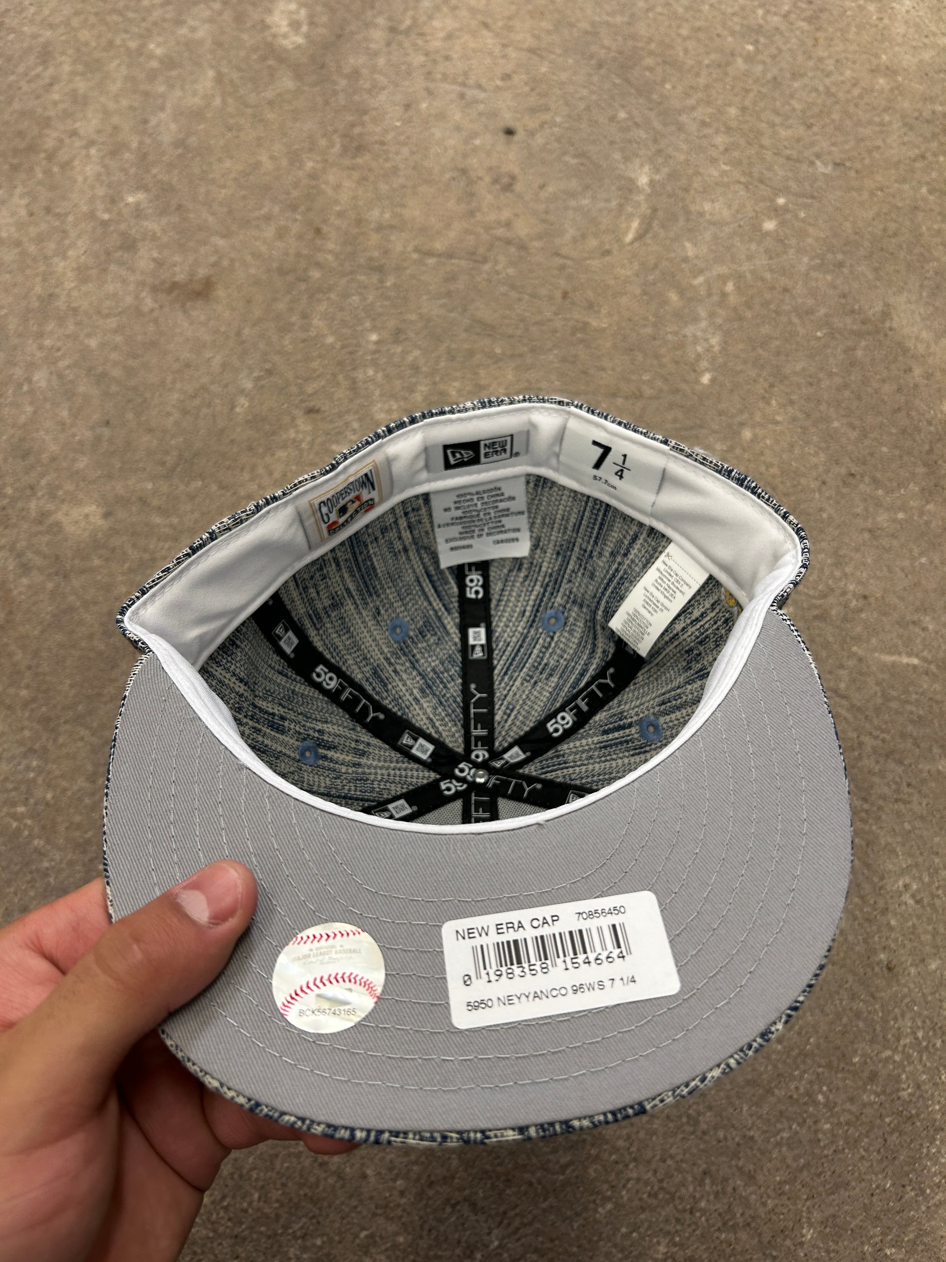 Distressed denim New Era cap