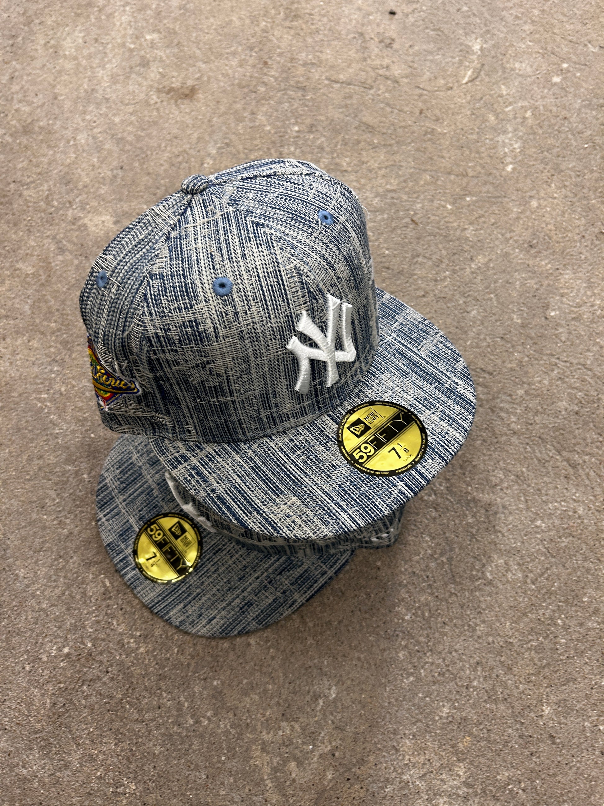 Distressed denim New Era cap